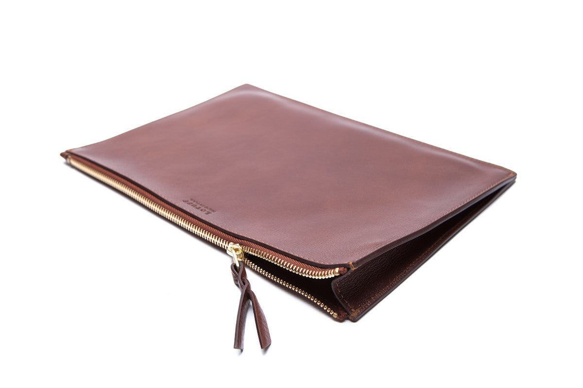 Front Leather View of No. 13 Pouch Chestnut