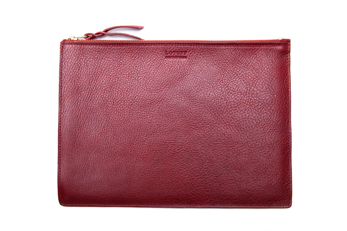 Front Leather View of No. 11 Pouch Red
