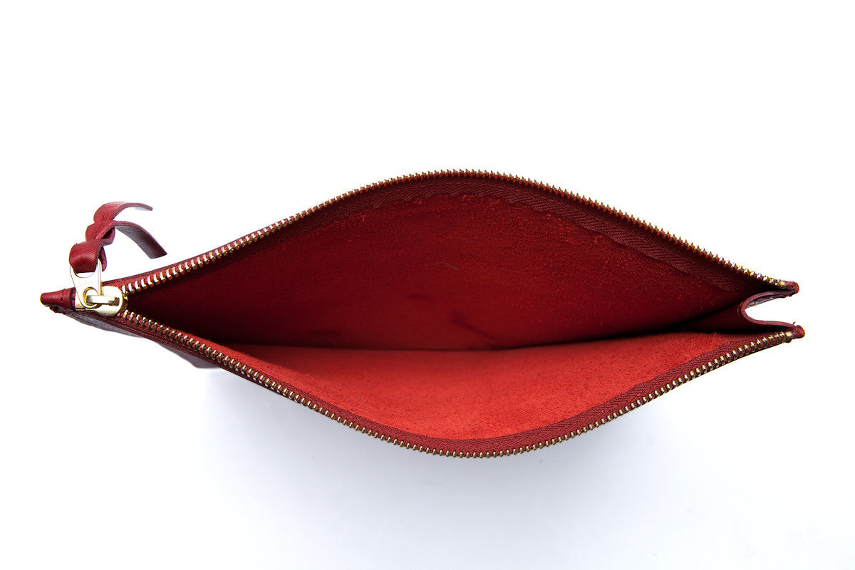 Inner Leather View of No. 13 Pouch Red