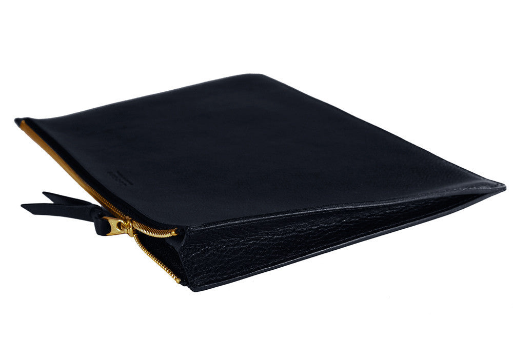 Front Leather View of No. 14 Pouch Navy