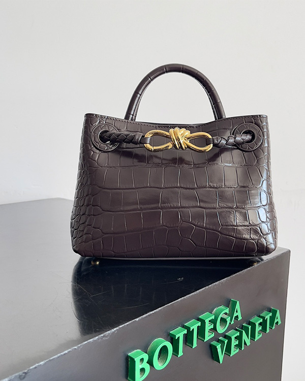 Small Andiamo Crocodile Pattern Cross Bag (Chocolate brown)